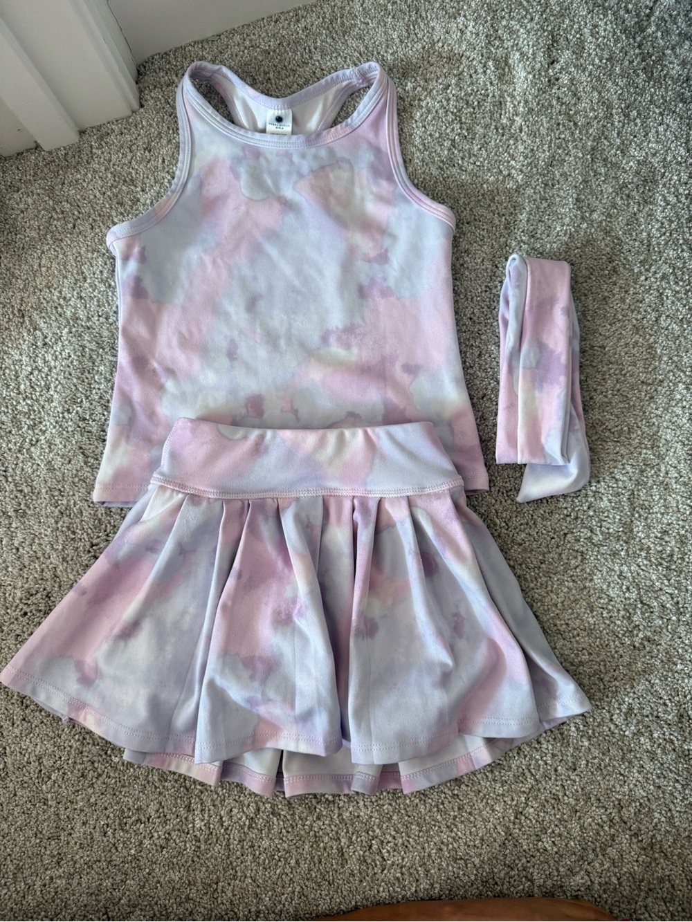 Yogalicious Girls Pink Lavender Tie-Dye Tank Skort Set